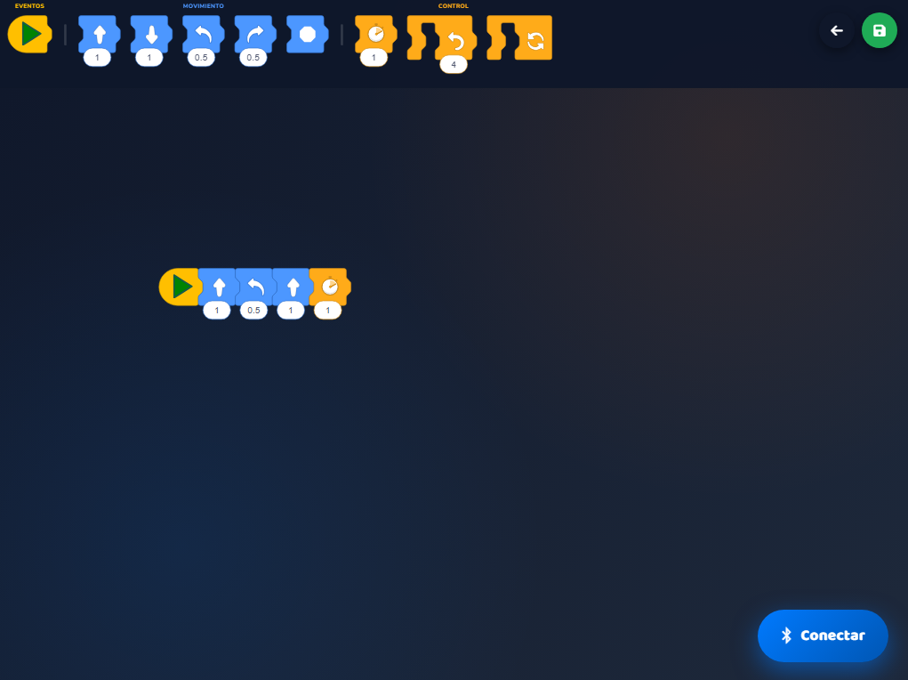 Plataforma Mindblock de programación por bloques para TiniBot